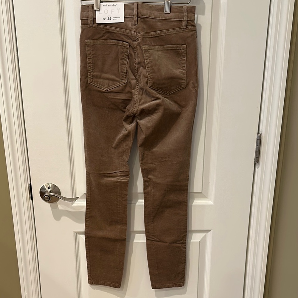 LOFT Taupe High-Waisted Corduroy Pants - Picture 3 of 3